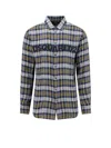 DSQUARED2 DSQUARED2 WHITE AND GREEN CHECK LINEN SHIRT