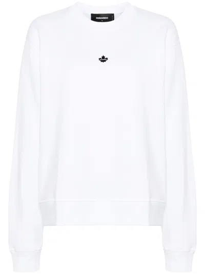 Dsquared2 White Appliqu-logo Cotton Sweatshirt