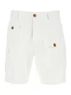 Dsquared2 White Bermuda With Asymmetric Cargo Pockets And Belt Loops In Gray