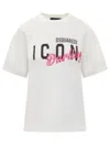 DSQUARED2 DSQUARED2 WHITE, BLACK AND PINK COTTON T-SHIRT
