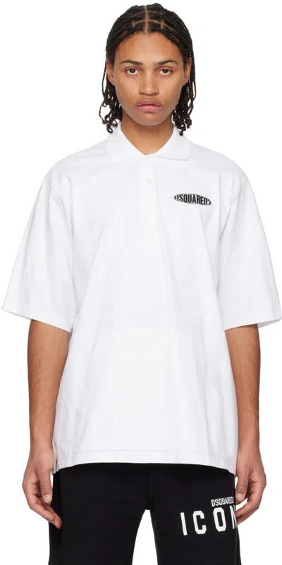 Dsquared2 White Bonded Polo In 100 White