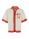 Dsquared2 Beige Shirt With Cuban Collar And Printed Logo On The Front In Cotton Man
