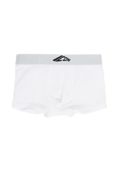 DSQUARED2 WHITE BOXER SHORTS FOR BOY WITH LOGO