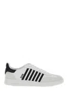 Dsquared2 White And Black Low Top Sneakers With Contrasting Bands In Leather Man In White