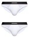 Dsquared2 Logo Waistband Two-pack Briefs In White