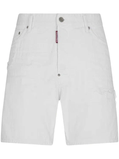 Dsquared2 White Bull Denim Shorts