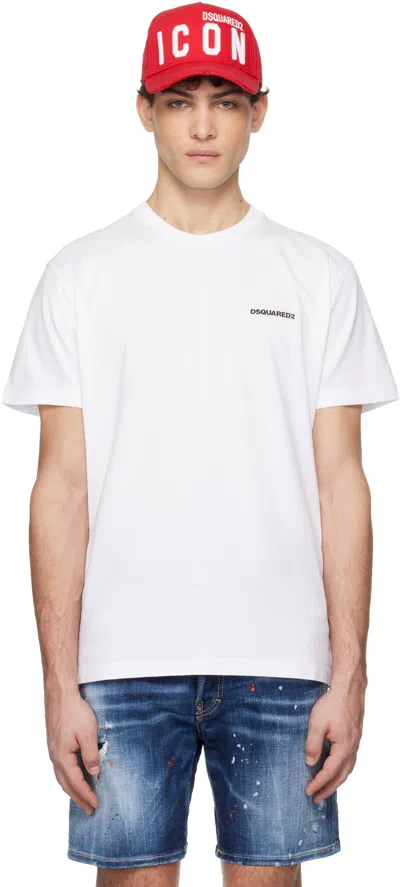 DSQUARED2 WHITE CERESIO MAP COOL FIT T-SHIRT