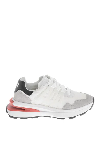 Dsquared2 White Color Block Sneakers In Animal Print