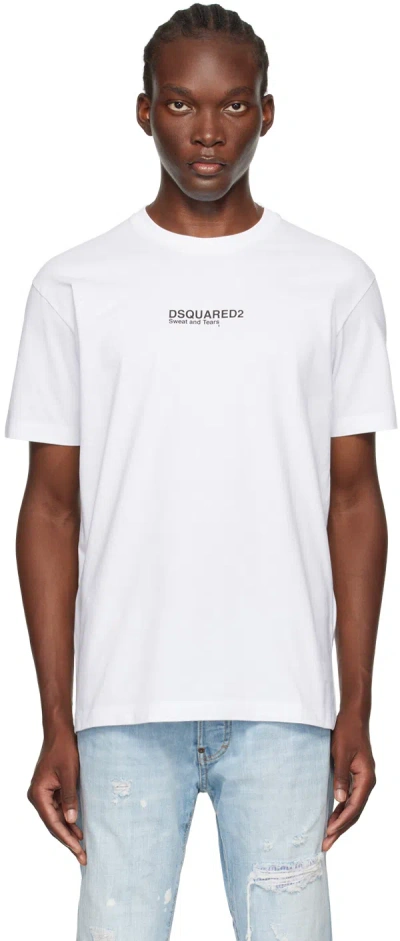 Dsquared2 Embroidered Logo Short-sleeved T-shirt In Pristine White