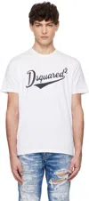 Dsquared2 Men White T-shirt With Logo Print On The Front In Cotton Man In 100 White