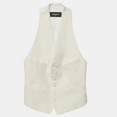 Pre-owned Dsquared2 White Cotton And Silk Blend Waistcoat S