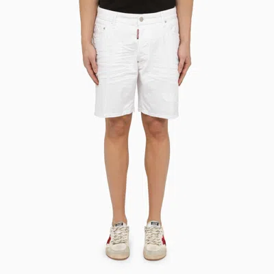 Dsquared2 White Cotton Bermuda Shorts In Bianco