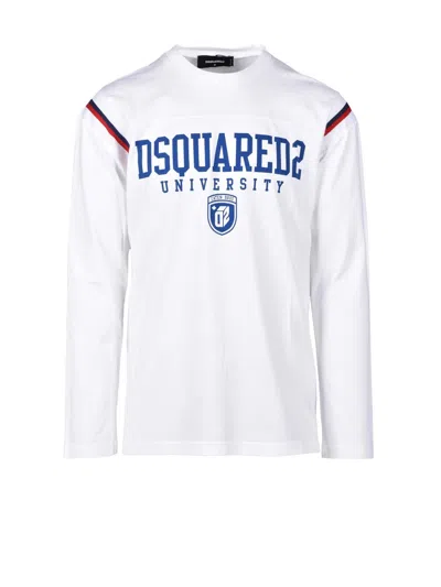 DSQUARED2 WHITE COTTON BREATHABLE T-SHIRT