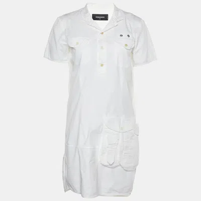 Dsquared2 White Cotton Button Front Shift Dress
