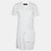 Dsquared2 White Cotton Button Front Shift Dress In White
