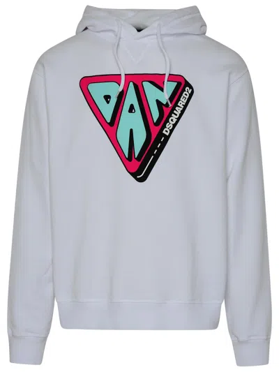 Dsquared2 Graphic Printed Drawstring Hoodie In White