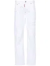 DSQUARED2 DSQUARED2 WHITE COTTON DENIM WITH RIPS