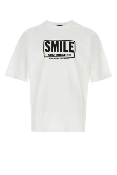 DSQUARED2 WHITE COTTON DSQUARED X MAGLIANO T-SHIRT