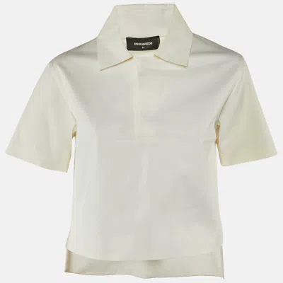 Dsquared2 White Cotton High Low Top In Neutral
