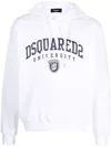 Dsquared2 University Print Drawstring Hoodie In White