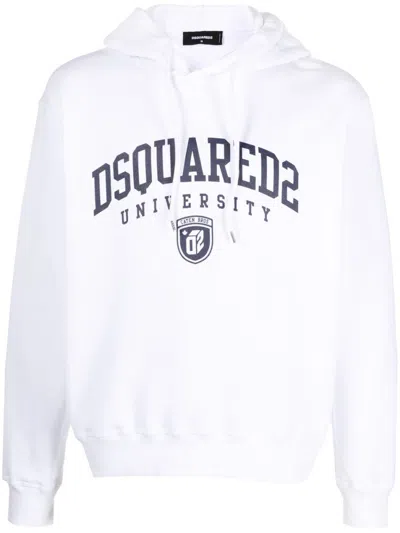 DSQUARED2 WHITE COTTON HOODIE