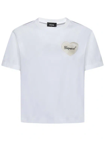 Dsquared2 Woman T-shirt White Size L Cotton