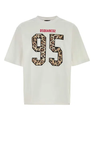 Dsquared2 Oversize Crew Neck Graphic Print T Shirt In White