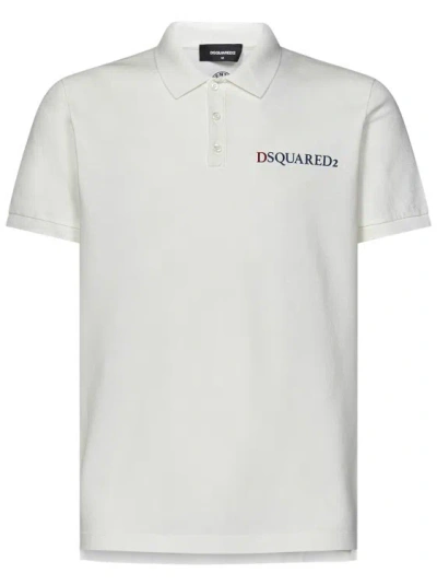 Dsquared2 White Cotton Piquet Polo Shirt