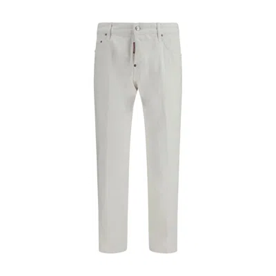 Dsquared2 White Cotton Slim Fit Jeans In Gray