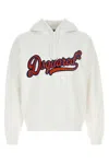 Dsquared2 Hooded Cotton Sweatshirt With Ribbed Cuffs And Hem In White