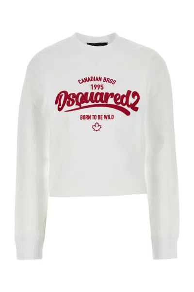 DSQUARED2 DSQUARED2 WHITE COTTON SWEATSHIRT