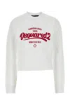 Dsquared2 Supernegative Dyed Just Right Cropped Raw Hem Crewneck In White