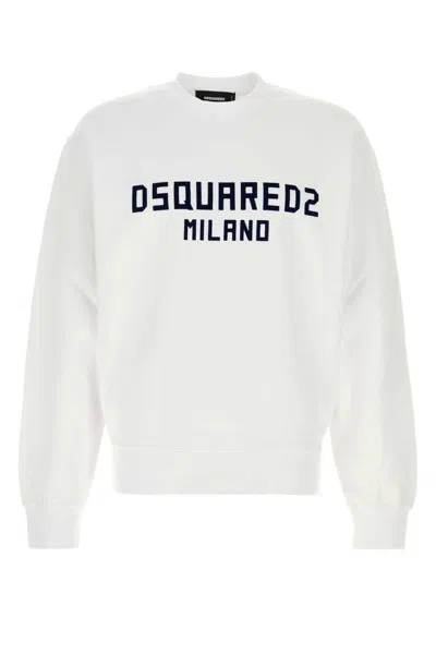 DSQUARED2 DSQUARED2 WHITE COTTON SWEATSHIRT