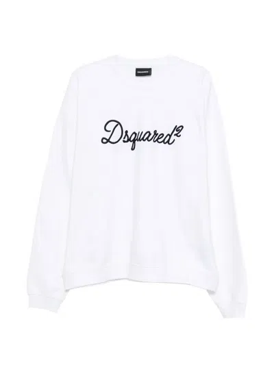 Dsquared2 White Cotton Sweatshirt In Animal Print