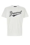 Dsquared2 Men White T-shirt With Logo Print On The Front In Cotton Man In White