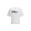 Dsquared2 Men White Crew Neck T-shirt With Raised Collar And Maxi Logo On The Front In Cotton Man In White