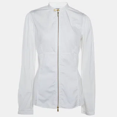 Pre-owned Dsquared2 White Cotton Zip Front Shirt L