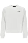 Dsquared2 White Crew Neck Sweatshirt In Cotton With Embroidered Logo In White