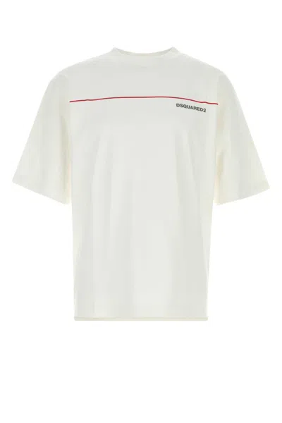 DSQUARED2 MEN WHITE CREW NECK T-SHIRT