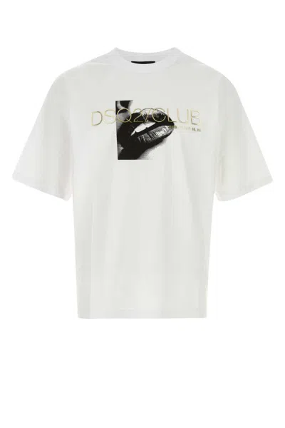 DSQUARED2 WHITE CREWNECK GRAPHIC T-SHIRT
