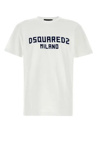 DSQUARED2 WHITE CREWNECK LOGO PRINT T-SHIRT