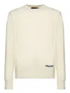Dsquared2 Crew Neck Wool Sweater With Logo In White