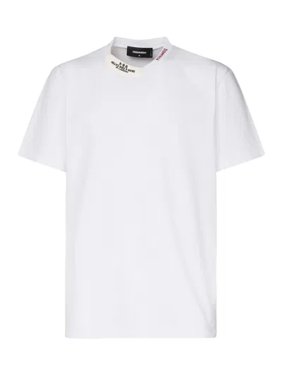 Dsquared2 White Crewneck T-shirt In Cotton Man