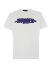 Dsquared2 White Crewneck T-shirt With Logo Print On The Front In Cotton Man In White