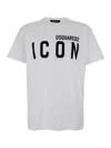 Dsquared2 White Crewneck T-shirt With Maxi Logo Print On The Front In Cotton Man In White