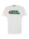 Dsquared2 White Crewneck T-shirt With Print On The Front And Logo Lettering On The Rear In Cotton Man In White