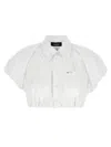 Dsquared2 Short Sleeve Collared Shirt With Gathered Detail In White
