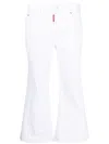 Dsquared2 White Cropped Wide Leg Denim Jeans In White