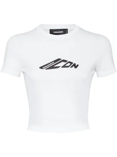 DSQUARED2 WHITE D2 ICON-PRINT T-SHIRT