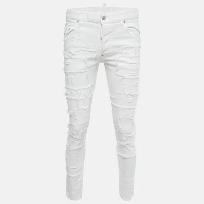 Pre-owned Dsquared2 White Distressed Denim Skater Jeans M Waist 32"